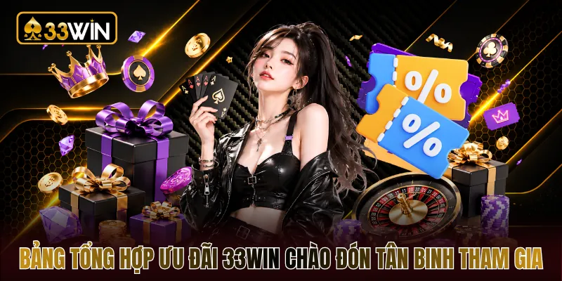 Bảng tổng hợp ưu đãi 33WIN chào đón tân binh tham gia